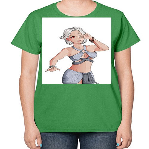 White hair girl wearing summer outfit 40# - anime-  Ladies T-Shirt