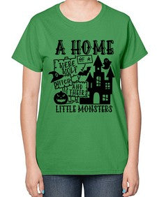 a home of a were wolf witch and their little monsters 53# - witch-  Ladies T-Shirt