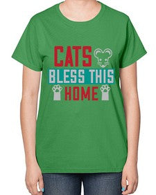 cats bless this home Style 36# - cats-  Ladies T-Shirt