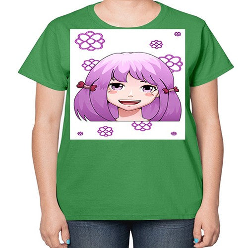 cute ponytails purple hair girl 63# - anime-  Ladies T-Shirt