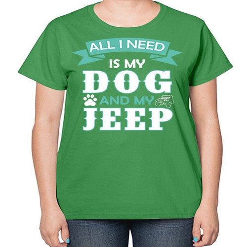 dog and jeep 74# - dogs-  Ladies T-Shirt