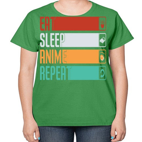 eat sleep anime repeat225# - anime-  Ladies T-Shirt