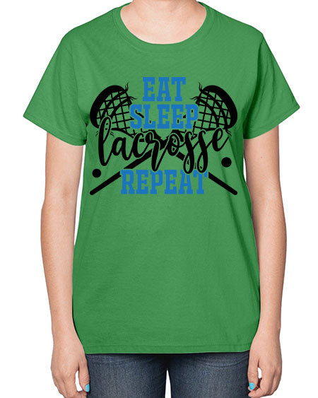eat sleep lacrosse repeat 15# - lacrosse-  Ladies T-Shirt