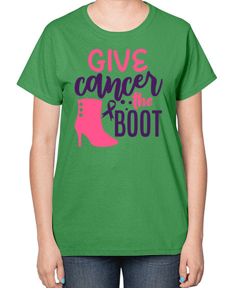 give cancer the boot Style 1# - breast cancer-  Ladies T-Shirt