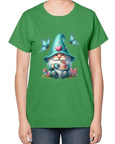 gnome with butterfly 14# - gnome-  Ladies T-Shirt