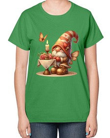 gnome with butterfly 21# - gnome-  Ladies T-Shirt