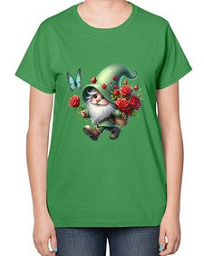gnome with butterfly 24# - gnome-  Ladies T-Shirt