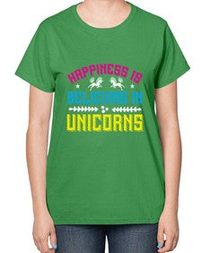 happiness is believing in unicorns 161# - unicorn-  Ladies T-Shirt