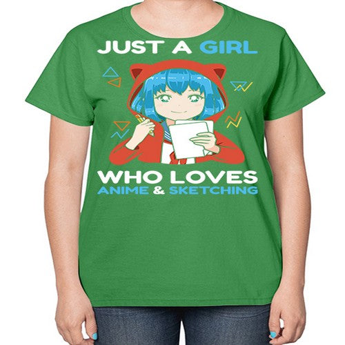just a girl who loves anime and sketching259# - anime-  Ladies T-Shirt