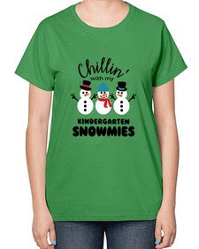 kindergarten snowmies 434# - kindergarten-  Ladies T-Shirt