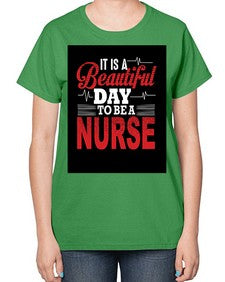 nurse with backround 1225# - nurse-  Ladies T-Shirt