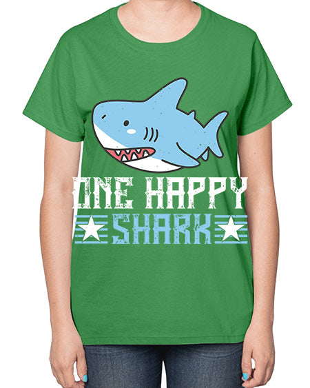 one happy shark Style 50# - shark-fish-  Ladies T-Shirt