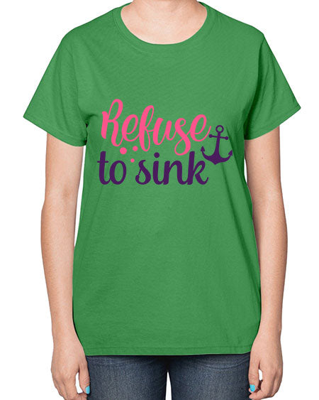 refuse to sink Style 4# - breast cancer-  Ladies T-Shirt