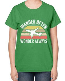 wander often wonder always  47# - airplane-  Ladies T-Shirt
