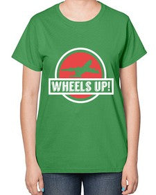 wheels up  50# - airplane-  Ladies T-Shirt