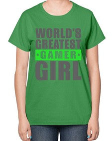 worlds greatest gamer girl 166# - video games-  Ladies T-Shirt