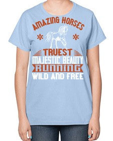 Amazing horses Truest Majestic Beauty Running wild and free Style 23# - horse-  Ladies T-Shirt