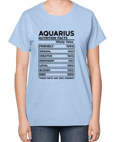 Aquarius Nutrition Facts 67# - aquarius-  Ladies T-Shirt