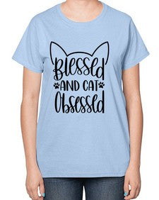 Blessed And Cat Obsessed Style 79# - cats-  Ladies T-Shirt