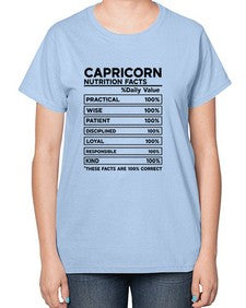 Capricorn Nutrition Facts 185# - capricorn-  Ladies T-Shirt