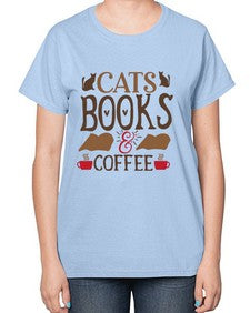 Cats Books Coffee Style 9# - cats-  Ladies T-Shirt