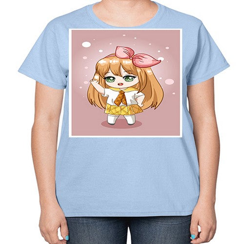 Cute little girl yellow hair wearing uniform 130# - anime-  Ladies T-Shirt