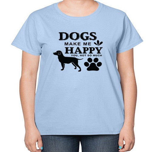 Dogs Make Me Happy Style 44# - dogs-  Ladies T-Shirt