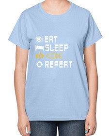 Eat sleep code repeat 49# - computer-  Ladies T-Shirt