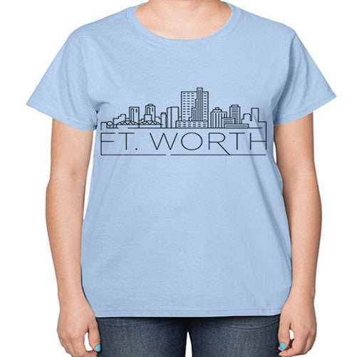 Ft Worth Minimal Skyline 750# - cities-  Ladies T-Shirt