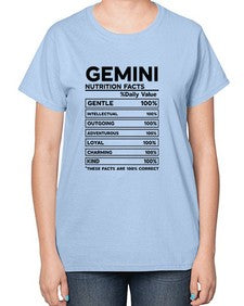 Gemini Nutrition Facts 220# - gemini-  Ladies T-Shirt