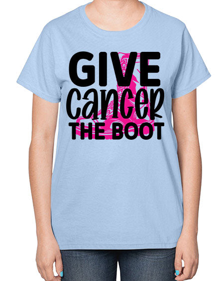 Give Cancer the Boot 25# - breast cancer-  Ladies T-Shirt