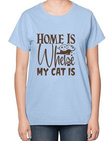 Home Is Where My Cat Is Style 14# - cats-  Ladies T-Shirt