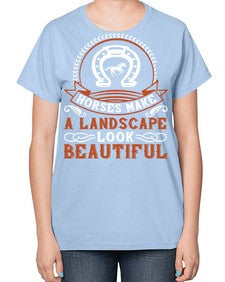 Horses make a landscape look beautiful Style 42# - horse-  Ladies T-Shirt