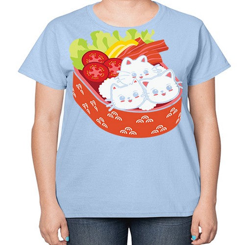 Kawaii Cat Boxed Lunch Anime Anime 266# - anime-  Ladies T-Shirt
