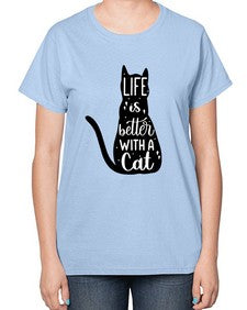 Life Is Better With A Cat Style 98# - cats-  Ladies T-Shirt