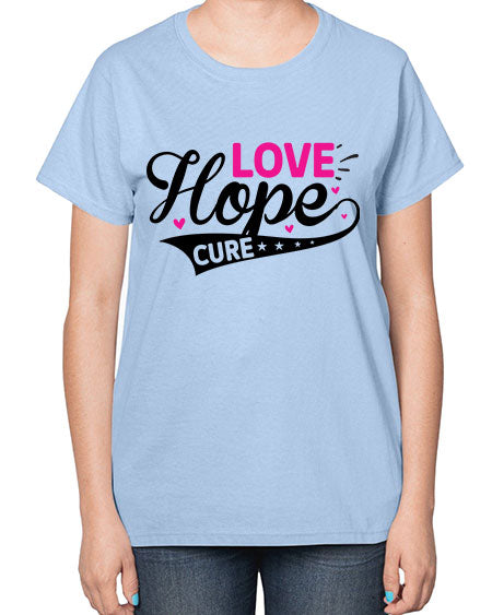 Love Hope Cure 14# - breast cancer-  Ladies T-Shirt