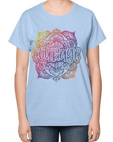 Mandala Courage Rainbow Glitter 758# - mandala-  Ladies T-Shirt