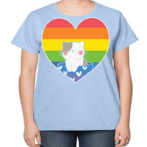 Pride Cat LGBT Kawaii Cats Anime 276# - anime-  Ladies T-Shirt