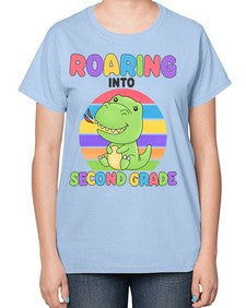 Roaring to second Grade Trex 772# - second grade-  Ladies T-Shirt