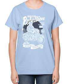 Skull Motorbiker 1059# - skull and bones-  Ladies T-Shirt