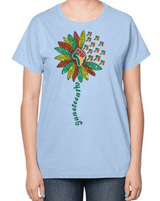 Sunflower Fist Juneteenth Black History 24# - black juneteenth-  Ladies T-Shirt