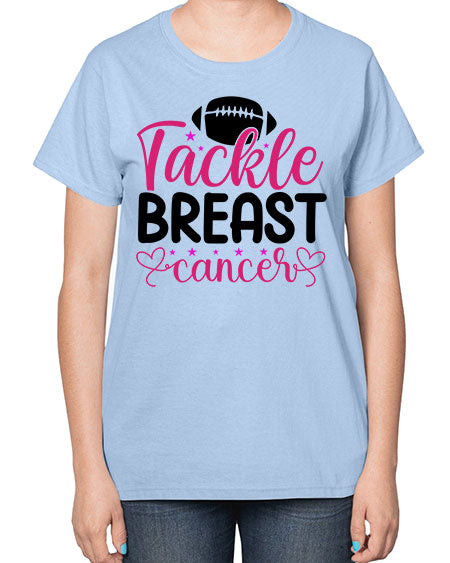 Tackle Breast Cancer 4# - breast cancer-  Ladies T-Shirt