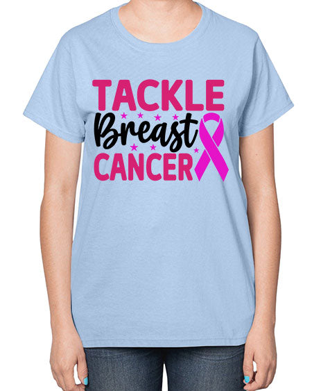 Tackle Breast Cancer 5# - breast cancer-  Ladies T-Shirt