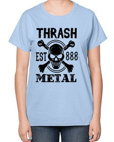 Thrash metal 1171# - skull and bones-  Ladies T-Shirt