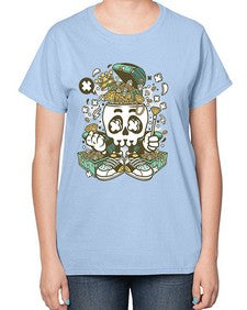 Treasure Skull Head 1185# - skull and bones-  Ladies T-Shirt