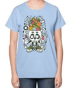 Vegetable Skull Head 1195# - skull and bones-  Ladies T-Shirt