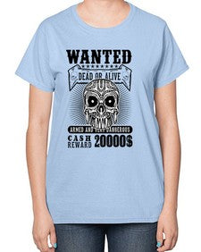 Wanted 1204# - skull and bones-  Ladies T-Shirt