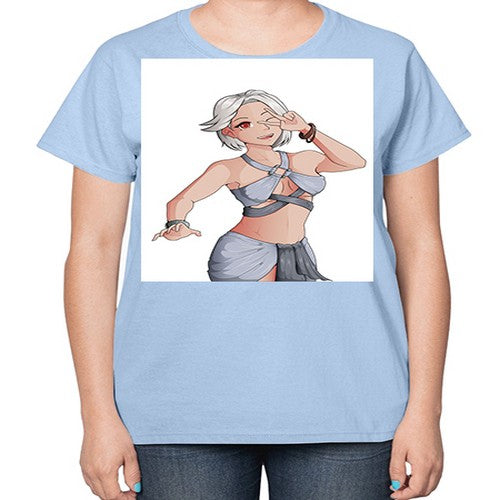 White hair girl wearing summer outfit 40# - anime-  Ladies T-Shirt