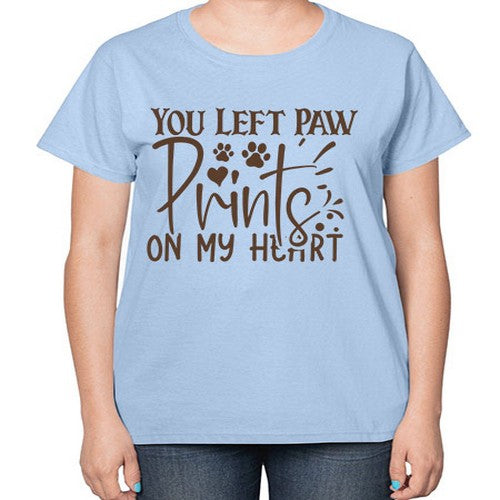 You Left Paw Prints On My Heart Style 53# - dogs-  Ladies T-Shirt