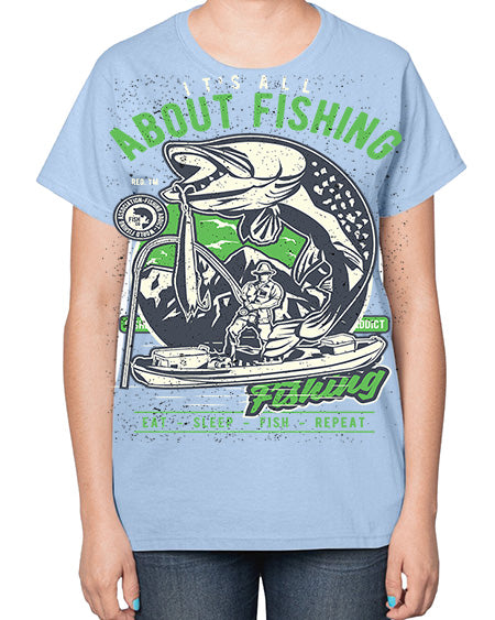 all about fishing cs 67# - shark-fish-  Ladies T-Shirt